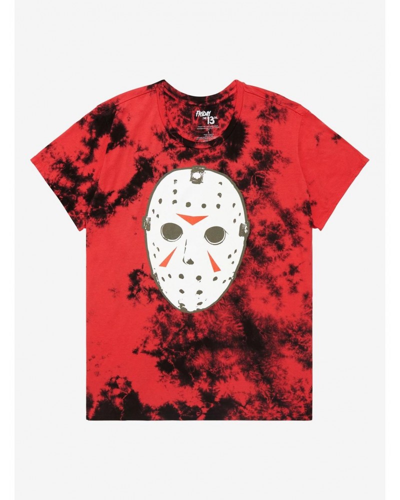 Friday The 13th Mask Tie-Dye Boyfriend Fit Girls T-Shirt Plus Size $5.60 T-Shirts