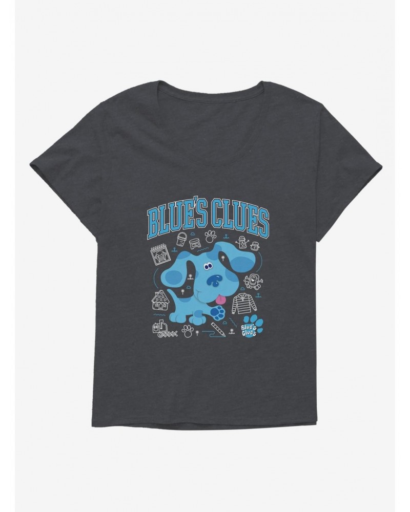 Blue's Clues Collegiate Font Icons Girls T-Shirt Plus Size $10.47 T-Shirts