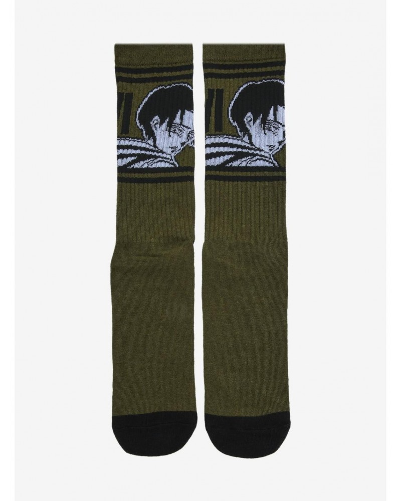 Attack On Titan Levi Dark Green Crew Socks $3.13 Socks