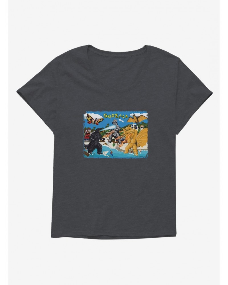 Godzilla Beach Girls T-Shirt Plus Size $9.94 T-Shirts