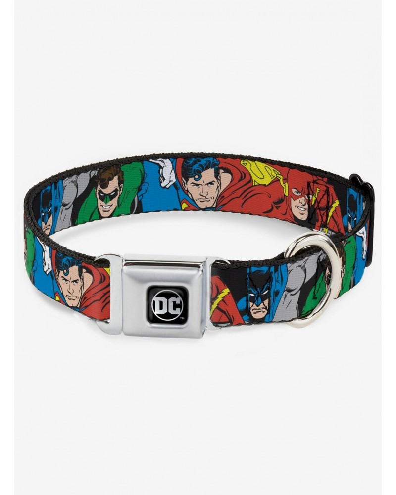 DC Comics Justice League Superheroes Close Up New Seatbelt Buckle Dog Collar $8.72 Pet Collars