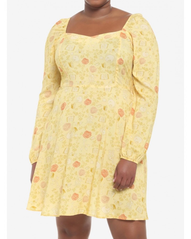 Disney Beauty And The Beast Floral Long-Sleeve Dress Plus Size $12.85 Dresses