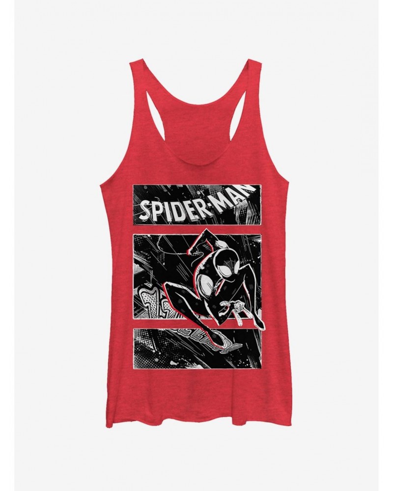 Marvel Spider-Man: Into The Spider-Verse Street Panels Heathered Girls Tank Top $7.25 Tops